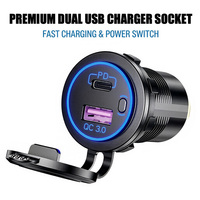 Prise de chargeur de voiture double USB QC3.0 PD Type-C 12V 24V avec interrupteur d'alimentation étanche pour camping-car, caravane, motorhome, montage sur panneau OEM