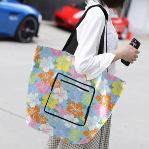 Hawaiian Custom Design Eco Friendly Women Tote Reusable <b>Bag</b> Hibiscus Flower Shoulder <b>Foldable</b> Shopping <b>Bag</b> with Logo Print - Product Image 6