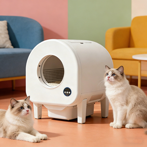 ห้องน้ำแมวอัตโนมัติแบบขายส่ง Katzentoilette รูปทรงวงรี ป้องกันฝุ่น วัสดุ ABS ถอดประกอบง่าย ล้างทำความสะอาดได้ - Product Image 1