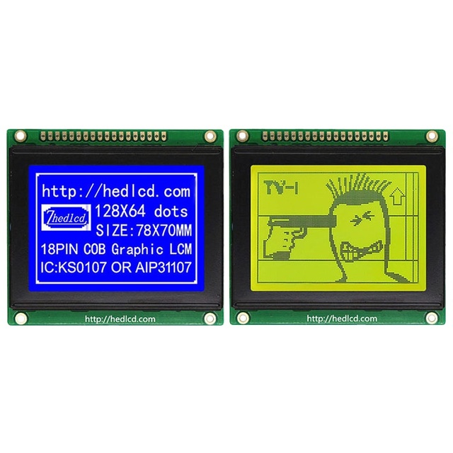 3.0" 78x70MM 12864 128x64 LCD Graphic Matrix Display Module Screen Panel S6B0107 AIP31107 Paralle interface with LED Backlight