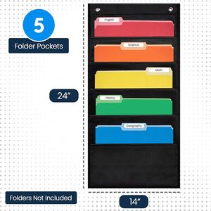 Versatile Tall Black Pocket Chart Classroom-friendly Wall Hanging <b>File</b> <b>Folder</b> Organizer Office School Supplies - Product Image 2