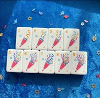 Jeu de Mahjong Américain Personnalisé 160 Pièces Thème Hanouka Juif, Tuiles Imprimées Colorées pour Fête et Jeu de Table