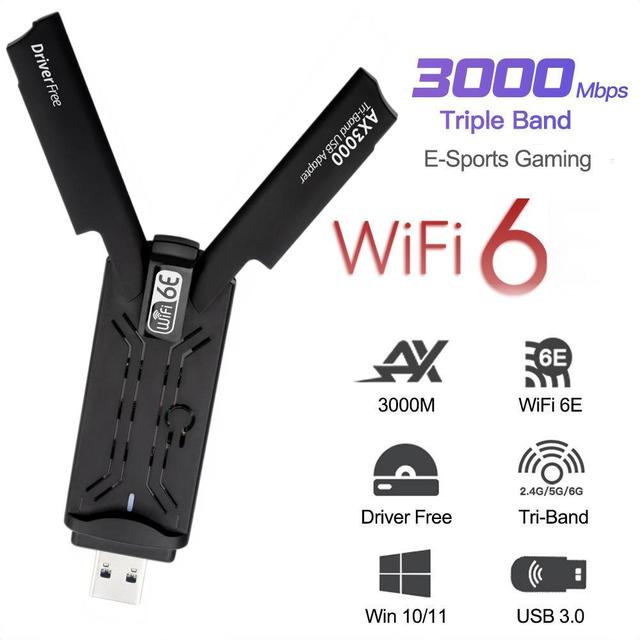 Factory Supply AX3000 WiFi 6 Wireless Network Card 2.4Ghz 5Ghz USB 3.0 WiFi Adapter Dual Band for Win 10/11 Computer