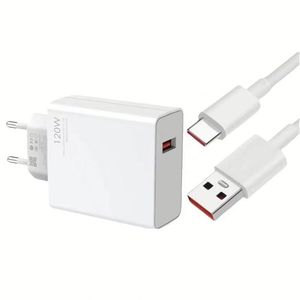 US/EU/UK <b>Socket</b> Phone Charger 120W Type C Cable Fast Charging <b>USB</b> Wall Charger Block - Product Image 1