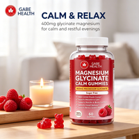Suplemen Magnesium Glycinate Calm Gurny 400mg Bebas Gula Rasa Raspberry untuk Relaksasi Otot, 60 Gummies untuk Dewasa OEM