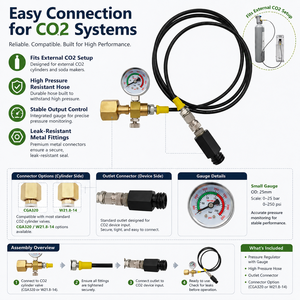 1.5m Black+Gold Copper+TPE Air <b>Tools</b> High Pressure Hose Kit OEM Sodastream Homebrew CO2 Tank Tr21-4 W21.8-14 CGA320 Zimakyfa 1 - Product Image 3