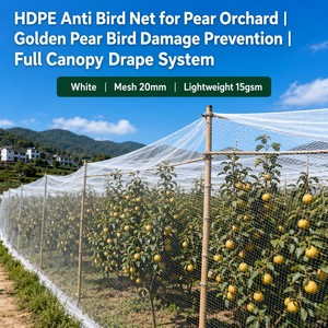 Filet anti-<span class=keywords><strong>oiseaux</strong></span> réutilisable en HDPE blanc, maille de 16mm-25mm, qualité alimentaire, pour fruits rouges (fraises, myrtilles), <span class=keywords><strong>protection</strong></span> intégrale - Product Image 4
