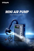 Pompe à vélo portable mini CYCLAMI 120 PSI E1-TEAM avec affichage numérique, conversion PSI/bar, rechargeable par Type-C