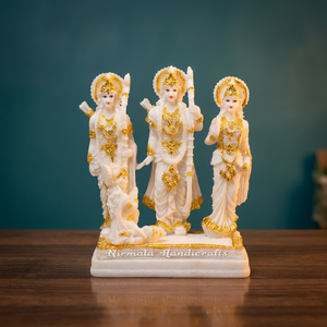 Marble Dust Ram Darbar <b>Statue</b> | Lord Ram Sita Lakshman Hanuman Idol | Resin Handmade Art Deco Hindu Home Temple Decor | - Product Image 3
