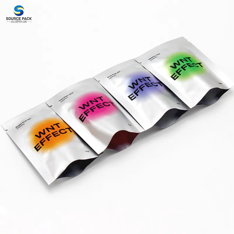 Custom Heat Seal Plastic Moisture Proof Facial Mask Biodegradable Cosmetic Sample Sachets Eco Friendly 3 Side Seal Packaging Bag