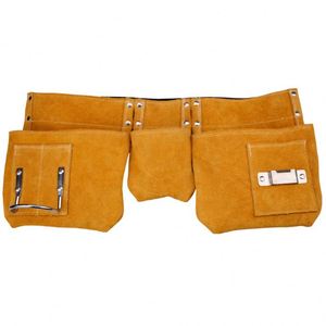 Custom Genuine Leather Tool Belt Bag Buckle Closure 8-11 Compartments Durable Multi-Functional Construction Tool <b>Pouch</b> for <b>Men</b> - Product Image 4
