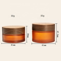 Benutzer definierte Mattglas Glas Kerzen behälter Holz Bambus Deckel 30ml 50ml 15g 30g 50g Glas für Kosmetik creme