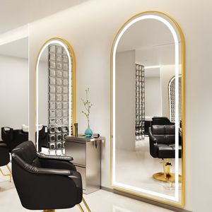 Espejos de Piso de Aluminio para Salón de Belleza, Venta al por Mayor de Fábrica, Espejo con Control Táctil Inteligente LED, Espejos Dorados para Salón de Belleza y Barbería - Product Image 6