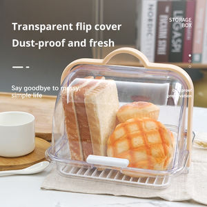 Vente en gros d'usine personnalisée directement PS anti-poussière maison <span class=keywords><strong>boulangerie</strong></span> plastique de qualité alimentaire organiser cuisine pain boîtes de rangement - Product Image 2