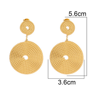 Orecchini a Cerchio in Acciaio Inossidabile Stile Europeo e Americano, Orecchini a Perno Martellati alla Moda, Gioielli Lussuosi Retrò Vintage ALN26041226 - Product Image 5