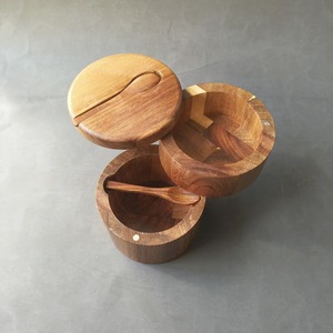 Contenitore per Sale <span class=keywords><strong>in</strong></span> <span class=keywords><strong>Legno</strong></span> con Coperchio e Cucchiaio, Ecologico <span class=keywords><strong>in</strong></span> <span class=keywords><strong>Legno</strong></span> di Acacia, <span class=keywords><strong>Porta</strong></span> <span class=keywords><strong>Spezie</strong></span> e Condimenti - Product Image 3