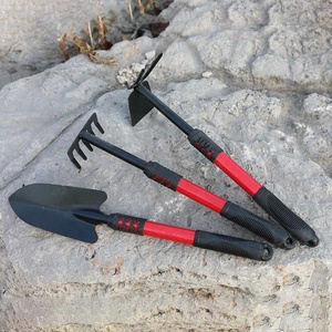 Ensemble d'outils de jardinage en fibre de verre à long manche : fourche, pelle, bêche, outils de creusement manuels, mini-râteau de jardin, fourche, pelle - Product Image 1