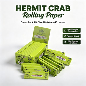 Papier à rouler Hermit Crab King Size 108x44mm 32 feuilles Combustion lente naturelle 50 carnets - Product Image 1