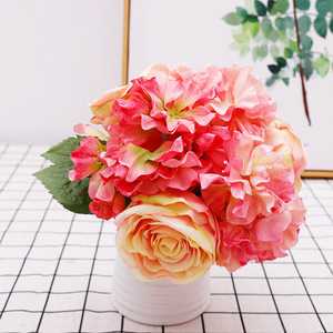 QIHAO <b>Artificial</b> Roses And Hydrangeas Silk Flower <b>Bouquet</b> For Wedding Home Decor High Simulation Durability - Product Image 3