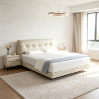 Cadre de lit King/Queen Size moderne, simple, luxueux et confortable, recouvert de cuir véritable, assemblé pour la chambre à coucher, V433