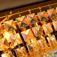 Plafonnier en cristal rectangulaire moderne doré, design moderne, éclairage d'intérieur, luminaire décoratif de plafond, idéal pour un hôtel, une entrée ou un Restaurant