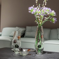 Vase en verre cristal K9 au design moderne et épuré, transparent, abstrait, pour décoration de table de salon intérieur, pièce maîtresse élégante