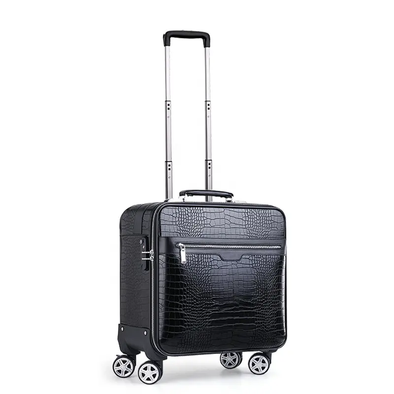 פטנט עור נסיעות מזוודות עגלת מזוודת מטען תא תיק עם רולר