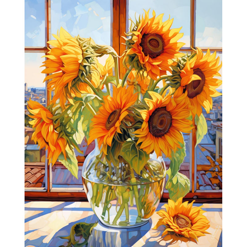 Sunflowers in Vase colorful