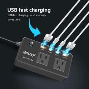 Convertitore di corrente da 12V a 110V AC SHiOUMAO 200W, inverter per auto con porta USB-C PD3.0, USB-A QC3.0 e 4 porte USB, caricabatterie per auto per laptop - Product Image 3