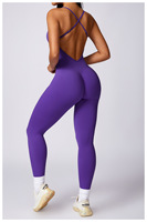 2024 femmes sans couture taille haute contrôle du ventre body dos croisé vêtements actifs combinaison une pièce barboteuses