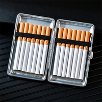 Vente en gros d'étuis à cigarettes métalliques étanches et portables, fins, pour 20 cigarettes, avec bande élastique, logo personnalisé, design moderne et luxueux, unisexe