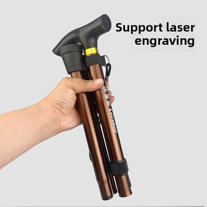 Bâton de marche télescopique pliable en alliage d'aluminium à cinq sections, longueur réglable, avec embout en caoutchouc, pour personnes âgées, voyages en extérieur - Product Image 2