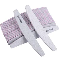 Lot de 10 Limes à Ongles Professionnelles Double Face 100/180 en Papier de Verre Gris Demi-Lune pour Salons de Manucure