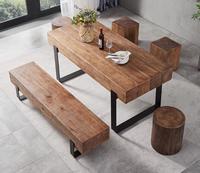 Longue table à manger moderne en bois chaise combinaison rétro assis jetée hôtel réception journal personnalité jetée table à manger