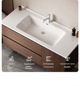 Mueble de Baño con Lavabo Doble de Pared - Mueble de Baño de Piedra Artificial Personalizado con Espejo LED - Product Image 1