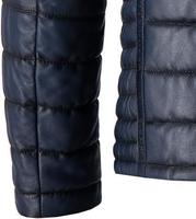 Doudoune à bulles en cuir pour homme, couleur bleu marine, peau de mouton arabe naturelle Swakni Nappa pour la saison d'hiver