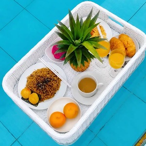 PE Rattan Basket Hotel Swimming Pool <b>Floating</b> Tray for Breakfast Afternoon Tea Water Serving Plate Storage Tray for Hotel Villa - Product Image 4