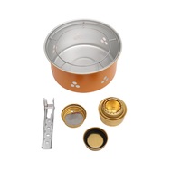 Ensemble de cuisine de camping en aluminium de 9 pièces ensemble d'ustensiles de cuisine de camping en plein air avec réchaud à alcool