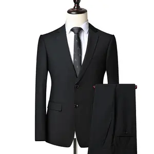 男士优雅时尚简约商务办公男士休闲绅士套装2件套