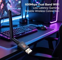 Adapter WiFi USB 600Mbps Murah Laris Manis Dual Band 2.4G+5G Kartu Jaringan Nirkabel dengan Antena untuk Desktop Laptop