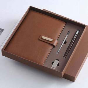 Carnet A5 en cuir PU haut de gamme 2024 2025, personnalisable, coffret exquis, cadeau d'affaires, 4 pièces dans un ensemble - Product Image 1