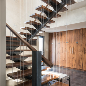 <span class=keywords><strong>Escalera</strong></span> recta de madera de <span class=keywords><strong>dos</strong></span> pisos para el hogar, escalones antideslizantes de madera dura resistente, fácil instalación, rendimiento duradero - Product Image 3
