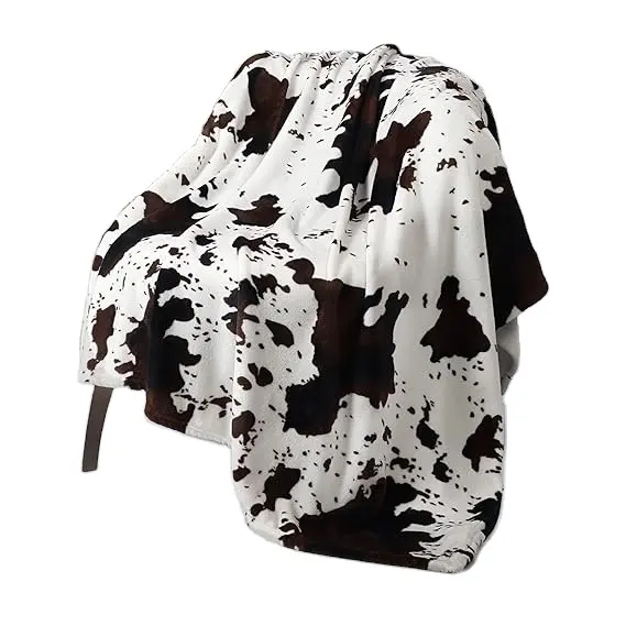 Ультра мягкое фланелевое одеяло с принтом коровы для дивана и путешествий