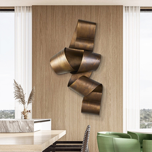 Decoración de Arte de pared de hierro 3D moderna, colgante de pared de latón de lujo creativo para sala de estar, decoración de pared de Metal abstracto para decoración de interiores - Product Image 4