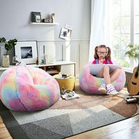 3FT Regenbogen Flauschiger Sitzsack mit Schaumstoff-Füllung für Jugendliche & Kinder