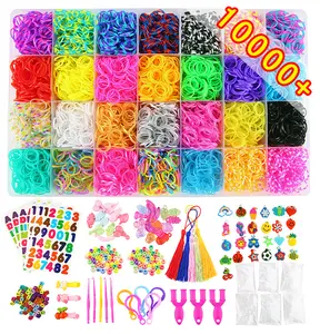 Kit de pulsera de bandas de goma 12800 + en 28 colores únicos Kit de artesanía de pulsera de telar con accesorios para regalo de niños