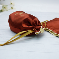 Sacs personnalisés à double couche et à cordon de serrage, pochettes pour vin en satin, personnalisés, pièces