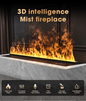 Cheminée électrique encastrée en acier inoxydable avec simulation de flamme réaliste, humidification et évaporation 3D pour la décoration de la maison et du salon