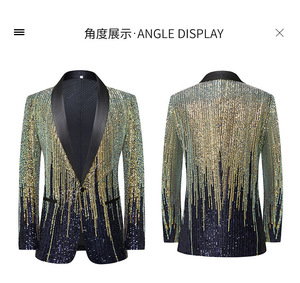 Cappotto da <span class=keywords><strong>uomo</strong></span> con paillettes <span class=keywords><strong>giacca</strong></span> formale da lavoro <span class=keywords><strong>giacca</strong></span> da <span class=keywords><strong>uomo</strong></span> monopetto con bottone - Product Image 3