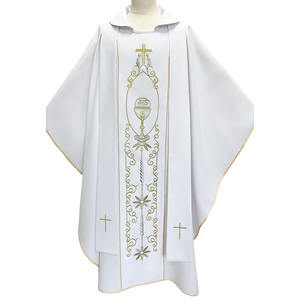 مطفي البوليستر الأبيض Vestment مع <span class=keywords><strong>orphrey</strong></span> عالية الجودة - Product Image 5